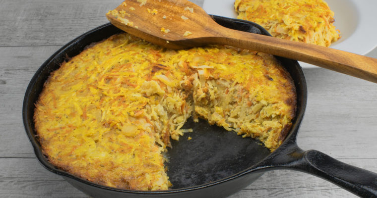Cast Iron Turnip, Parsnip, and Sweet Tater Kinda-Like-A-Kugel Recipe