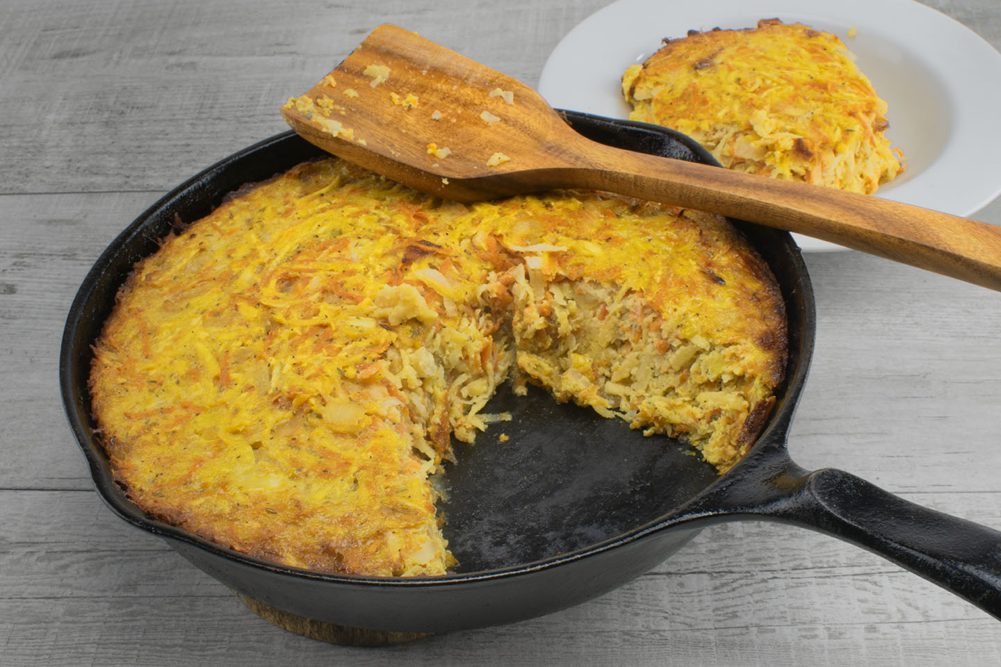 Cast Iron Turnip, Parsnip, and Sweet Tater Kinda-Like-A-Kugel Recipe