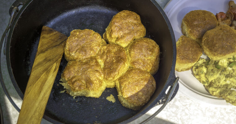 Butter and Cream Biscuit Recipe in a Camp Cast Iron Dutch Oven