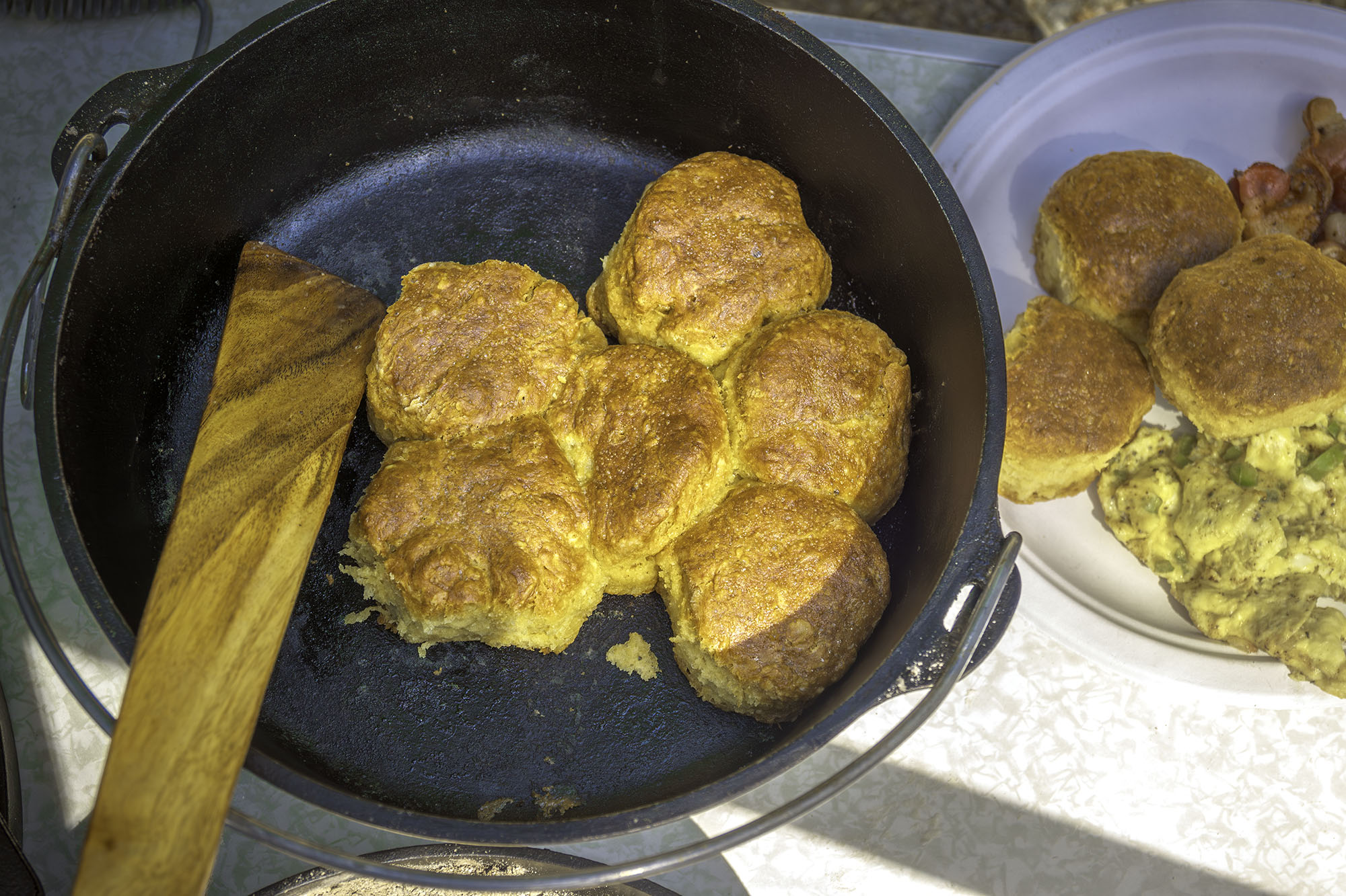Butter and Cream Biscuit Recipe in a Camp Cast Iron Dutch Oven