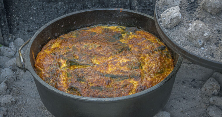 Chile Relleno Con Cerveza – Camp Cast Iron Dutch Oven Casserole Version