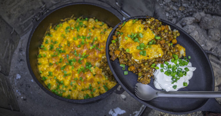 But-and-Ben Pie Baked in a Camp Cast Iron Dutch Oven