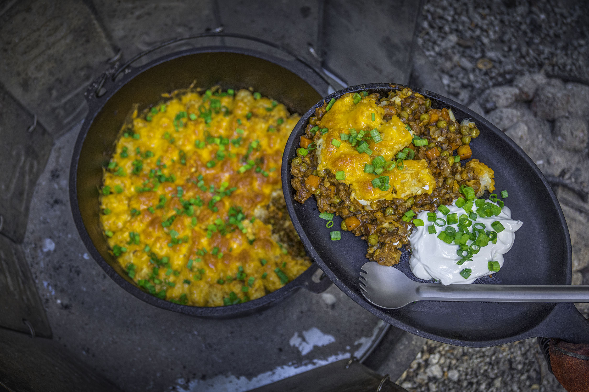 But-and-Ben Pie Baked in a Camp Cast Iron Dutch Oven